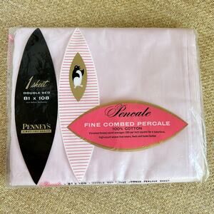 Vintage Pennalt Pink Percale Flat Sheet 81x108 NIP Mid Century